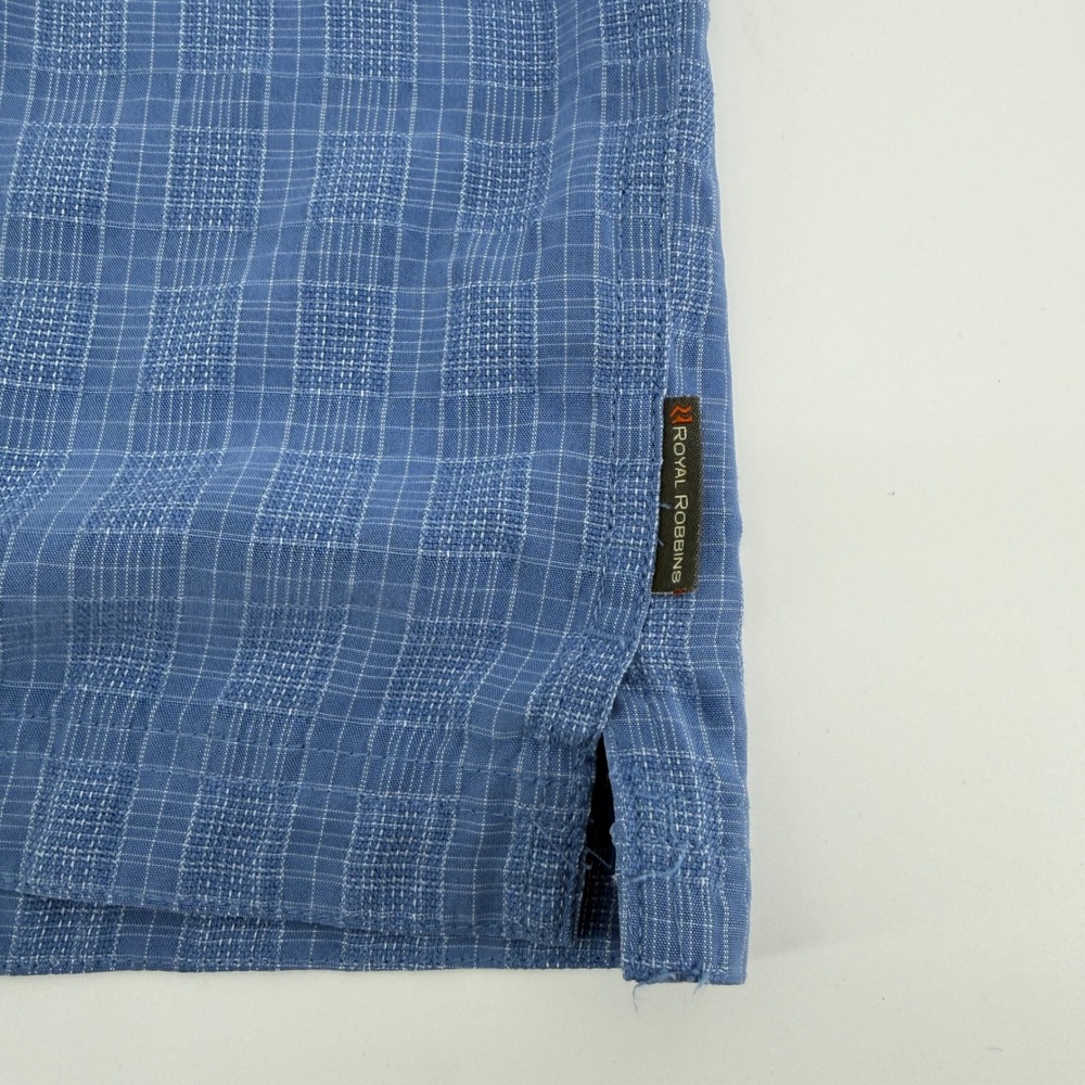 Royal Robbins Mens Blue Grid Textured Short Sleeve Button Down Shirt M Relaxed - Picture 6 of 12
